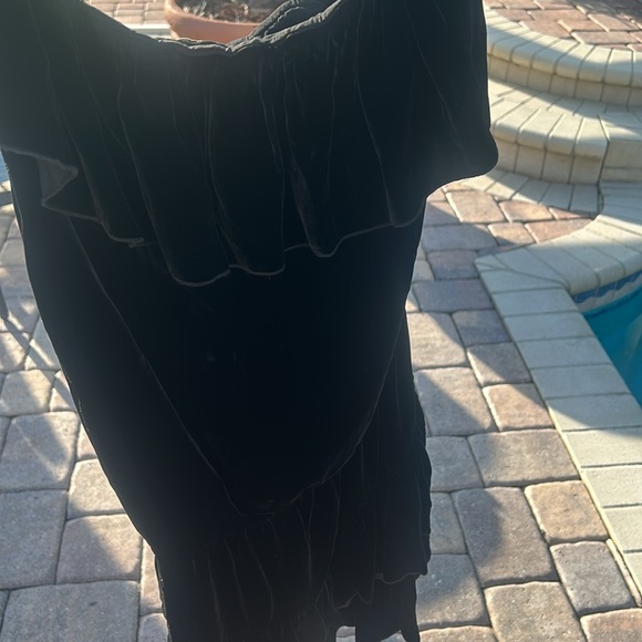 NWT Joie Kolda Velvet Black One Shoulder Ruffle Mini Dress sz XS Luxe - Picture 15 of 17